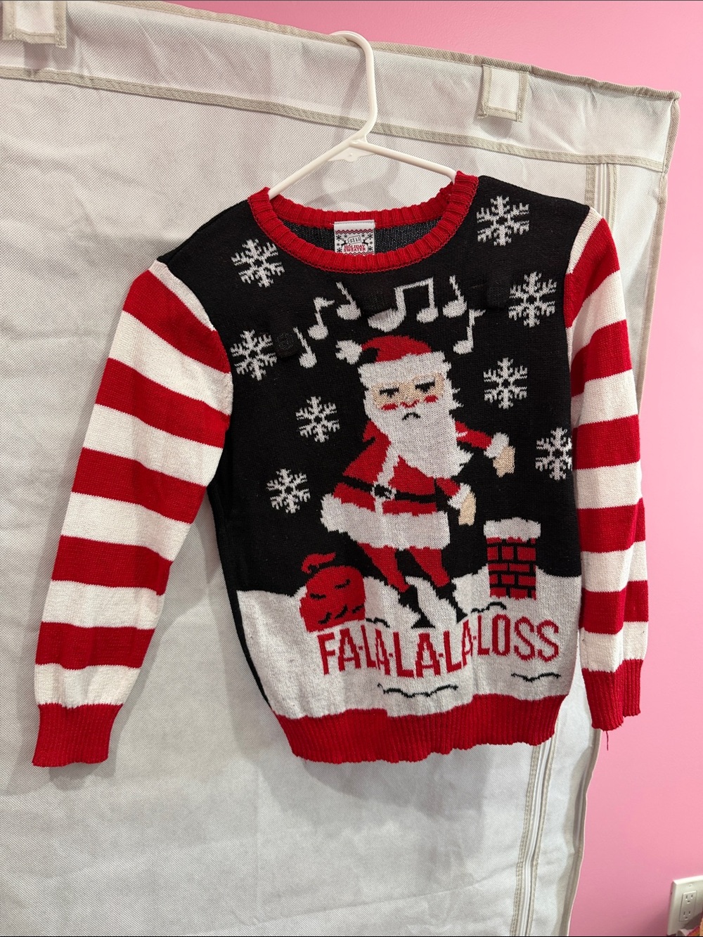 Well Worn Red, White & Black Santa 'Falalalaloss' Crewneck Sweater, Kids